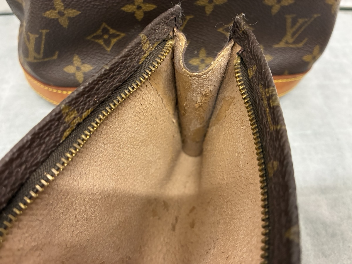 ルイヴィトン_モノグラム_バケット_修理前_ポーチ内側マチ