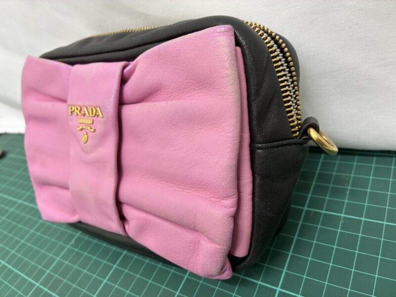 プラダバッグ_リボン部分補修_修理前_正面右